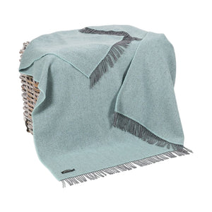 Merino Wool Cashmere Throw Duck Egg Herringbone