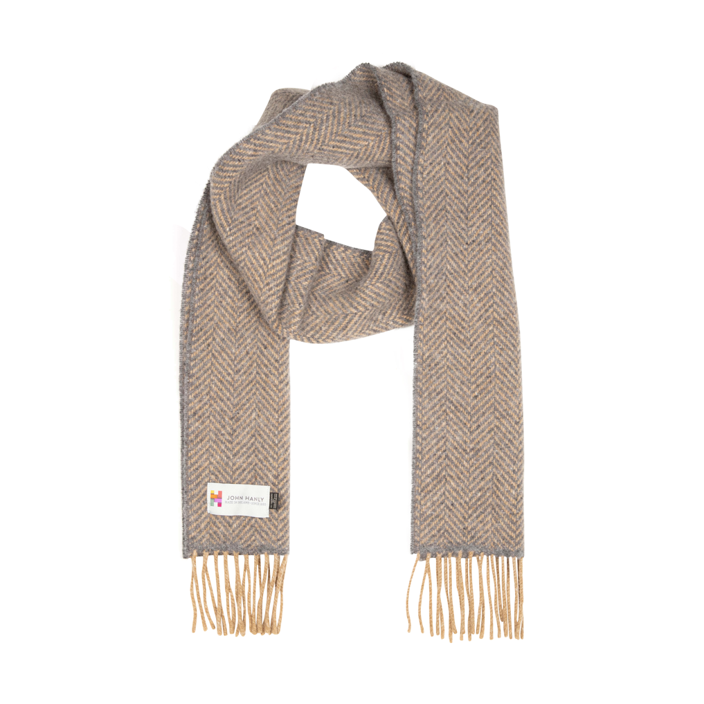 Merino Cashmere Scarf in Beige Grey