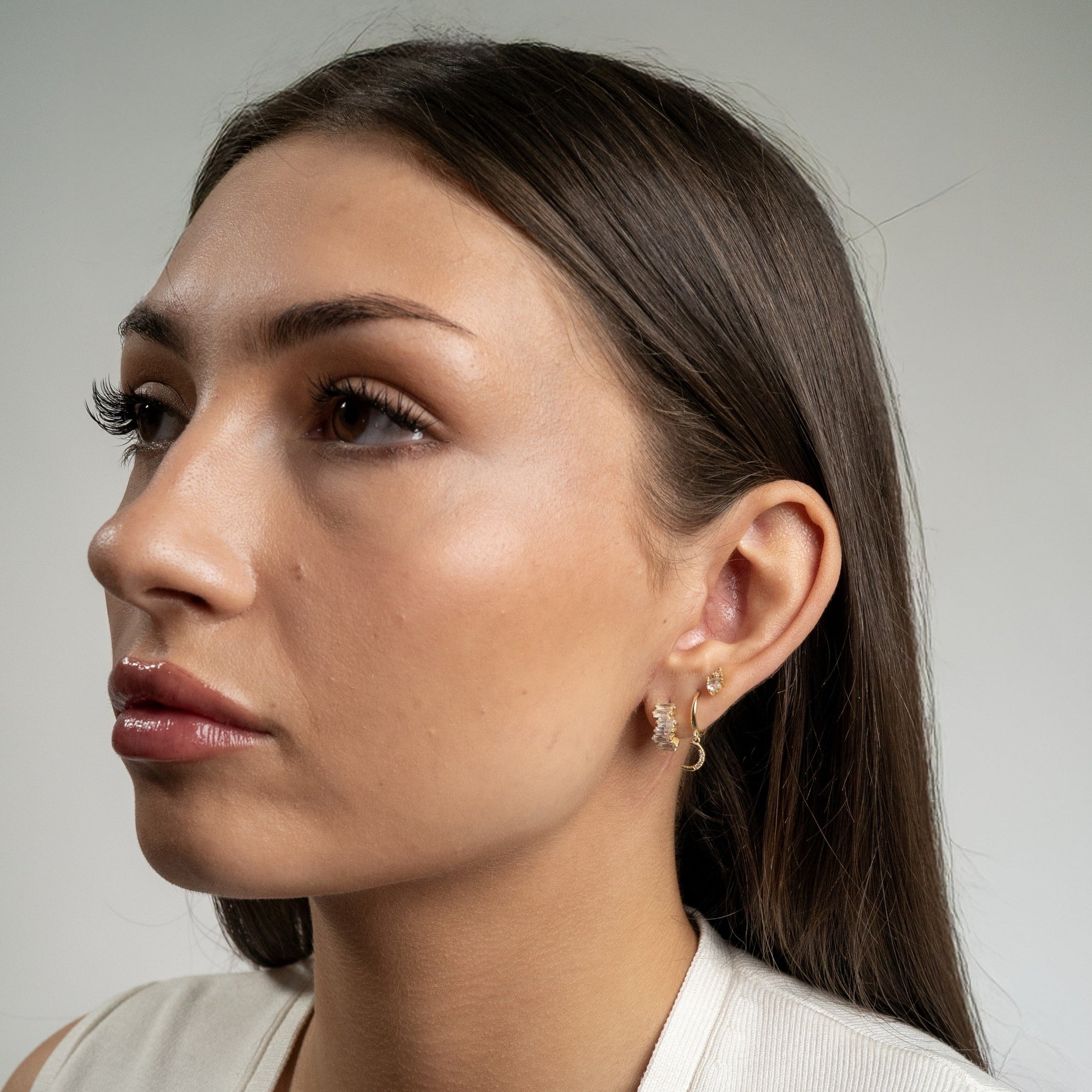 Moon & Star Huggie Earrings Silver