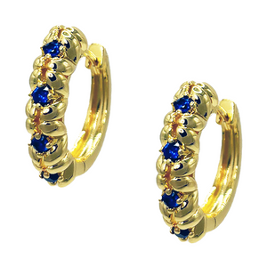 Amelia Amelia Blue Huggie in Gold