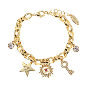 Helene Bracelet Gold White CZ Ruby CZ
