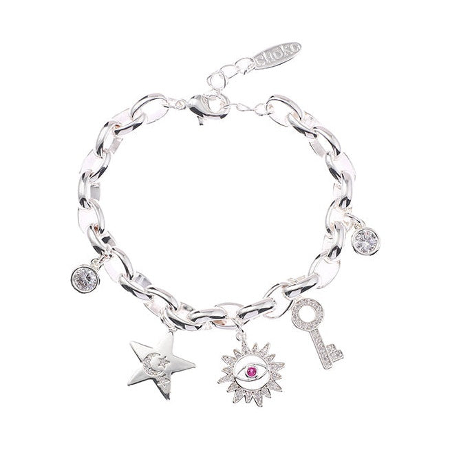 Helene Bracelet Silver White CZ Ruby CZ