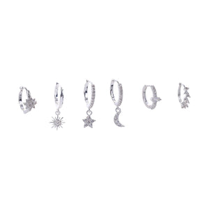 Sunrise Earring Stack Silver