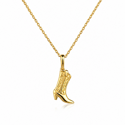 Cowboy Boot Necklace in Gold