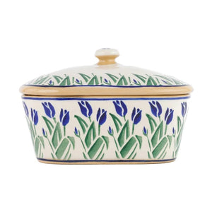 Covered Butterdish in Blue Blooms