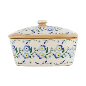 Covered Butterdish in Forget Me Not