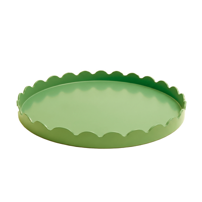 Oval Wave Decorative Tray in Olive Green