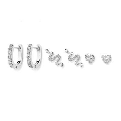 Snake Earring Stack Silver